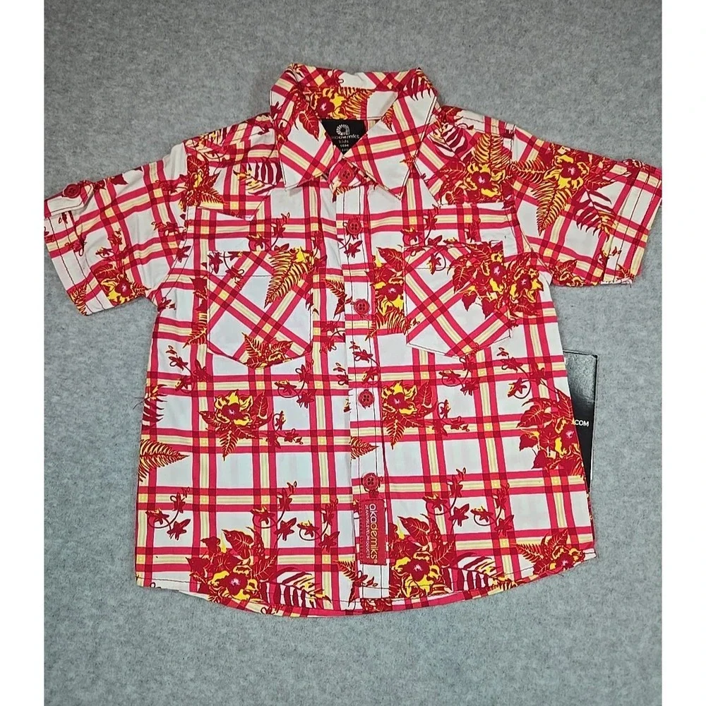 Akademiks Boys Size 18 month Outfit Button‎ Up Shirt Shorts Set Floral Print NWT